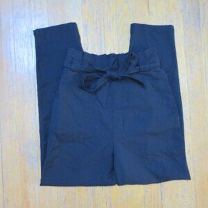 Black Wide Leg Trousers with Tie Belt